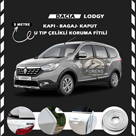 Dacia Lodgy Oto Araç Kapı Koruma Fitili 5metre Parlak Beyaz Renk