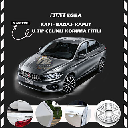 Fiat Egea Oto Araç Kapı Koruma Fitili 5metre Parlak Beyaz Renk