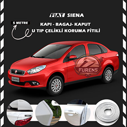 Fiat Siena Oto Araç Kapı Koruma Fitili 5metre Parlak Beyaz Renk