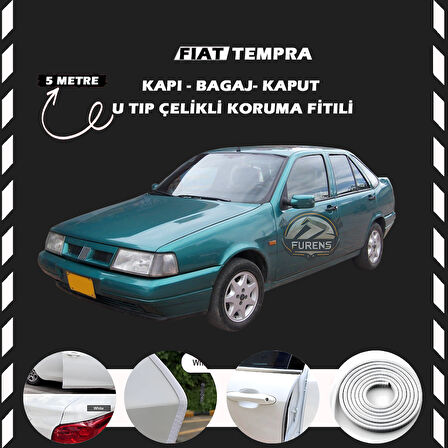 Fiat Tempra Oto Araç Kapı Koruma Fitili 5metre Parlak Beyaz Renk