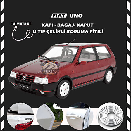 Fiat Uno Oto Araç Kapı Koruma Fitili 5metre Parlak Beyaz Renk