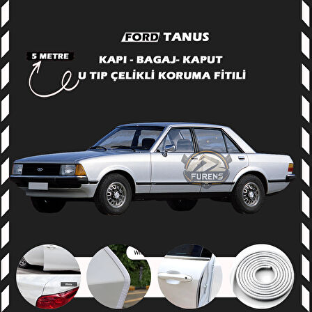 Ford Tanus Oto Araç Kapı Koruma Fitili 5metre Parlak Beyaz Renk