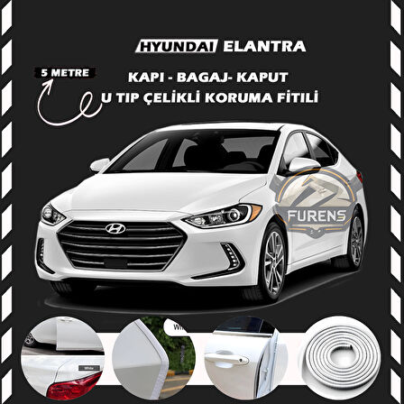 Hyundai Elantra Oto Araç Kapı Koruma Fitili 5metre Parlak Beyaz Renk