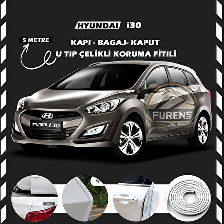 Hyundai İ30 Oto Araç Kapı Koruma Fitili 5metre Parlak Beyaz Renk