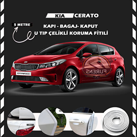 Kia Cerato Oto Araç Kapı Koruma Fitili 5metre Parlak Beyaz Renk