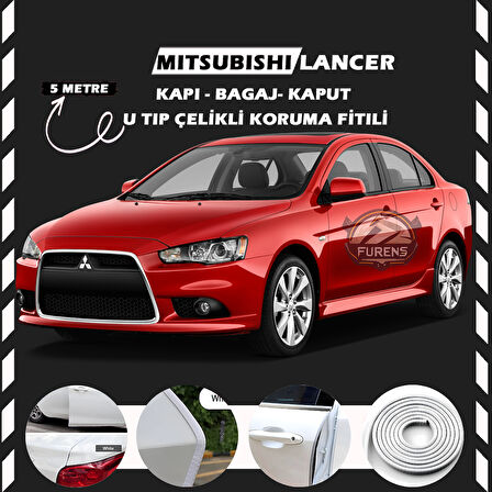 Mitsubishi Lancer Oto Araç Kapı Koruma Fitili 5metre Parlak Beyaz Renk