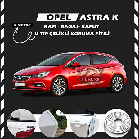 Opel Astra K Oto Araç Kapı Koruma Fitili 5metre Parlak Beyaz Renk