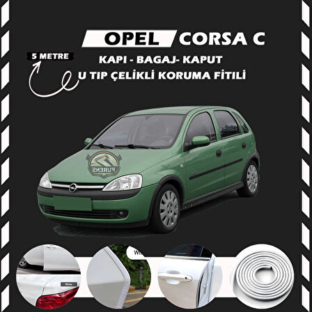 Opel Corsa C Oto Araç Kapı Koruma Fitili 5metre Parlak Beyaz Renk