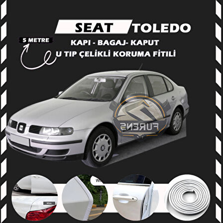 Seat Toledo Oto Araç Kapı Koruma Fitili 5metre Parlak Beyaz Renk