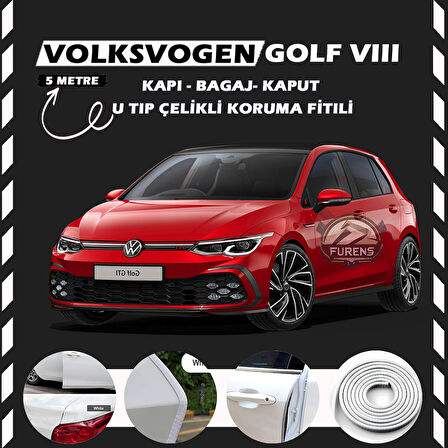 Volksvogen Golf 8 Oto Araç Kapı Koruma Fitili 5metre Parlak Beyaz Renk