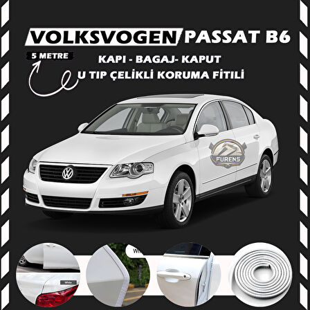 Volksvogen Passat B6 Oto Araç Kapı Koruma Fitili 5metre Parlak Beyaz Renk