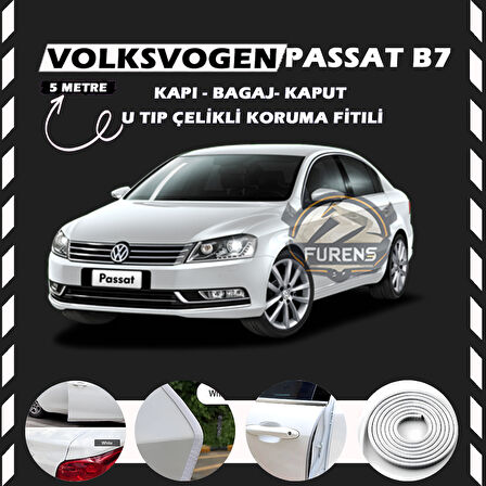 Volksvogen Passat B7 Oto Araç Kapı Koruma Fitili 5metre Parlak Beyaz Renk