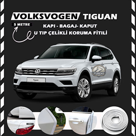 Volksvogen Tiguan Oto Araç Kapı Koruma Fitili 5metre Parlak Beyaz Renk