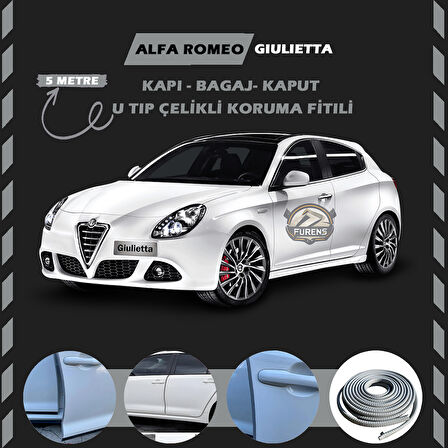 Alfa Romeo Giulietta Oto Araç Kapı Koruma Fitili 5metre Parlak Gri Renk