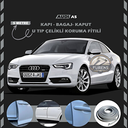 Audi A5 Oto Araç Kapı Koruma Fitili 5metre Parlak Gri Renk