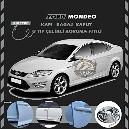 Ford Mondeo Oto Araç Kapı Koruma Fitili 5metre Parlak Gri Renk