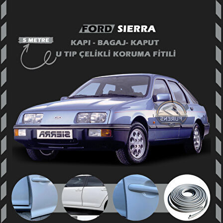 Ford Sierra Oto Araç Kapı Koruma Fitili 5metre Parlak Gri Renk