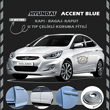 Hyunda Accent Blue Oto Araç Kapı Koruma Fitili 5metre Parlak Gri Renk