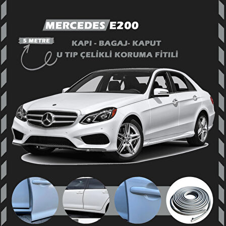 Mercedes E200 Oto Araç Kapı Koruma Fitili 5metre Parlak Gri Renk