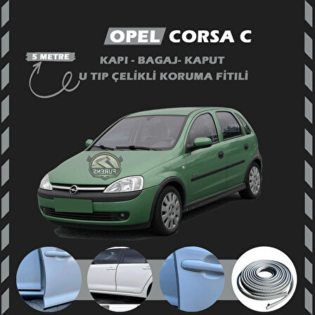 Opel Corsa C Oto Araç Kapı Koruma Fitili 5metre Parlak Gri Renk