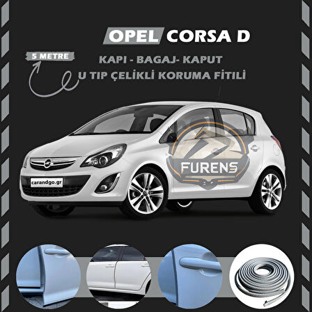 Opel Corsa D Oto Araç Kapı Koruma Fitili 5metre Parlak Gri Renk