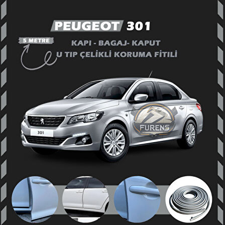 Peugeot 301 Oto Araç Kapı Koruma Fitili 5metre Parlak Gri Renk