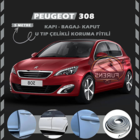 Peugeot 308 Oto Araç Kapı Koruma Fitili 5metre Parlak Gri Renk