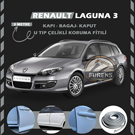 Renault Laguna 3 Oto Araç Kapı Koruma Fitili 5metre Parlak Gri Renk