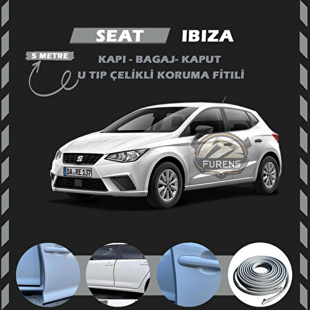 Seat Ibıza Oto Araç Kapı Koruma Fitili 5metre Parlak Gri Renk