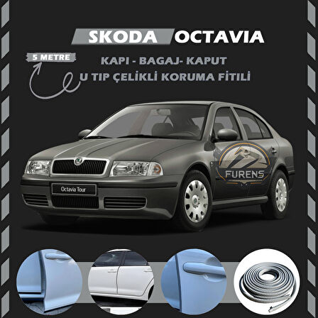 Skoda Octavia Oto Araç Kapı Koruma Fitili 5metre Parlak Gri Renk