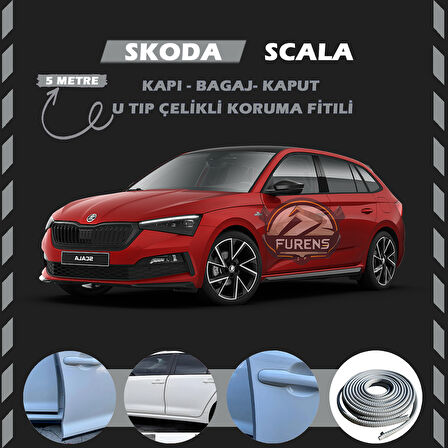 Skoda Scala Oto Araç Kapı Koruma Fitili 5metre Parlak Gri Renk