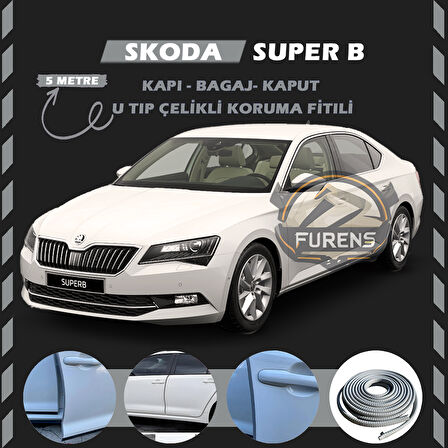 Skoda SuperB Oto Araç Kapı Koruma Fitili 5metre Parlak Gri Renk