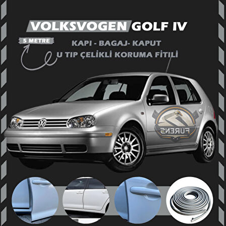 Volksvogen Golf 4 Oto Araç Kapı Koruma Fitili 5metre Parlak Gri Renk