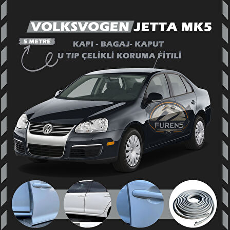 Volksvogen Jetta Mk5 Oto Araç Kapı Koruma Fitili 5metre Parlak Gri Renk
