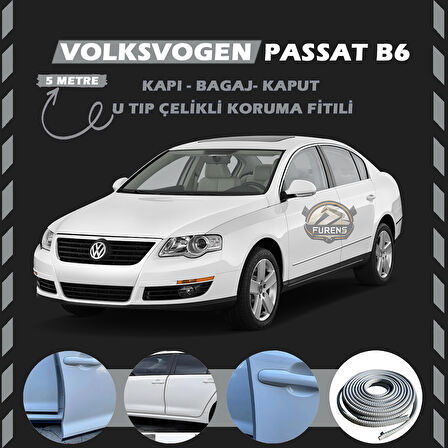 Volksvogen Passat B6 Oto Araç Kapı Koruma Fitili 5metre Parlak Gri Renk