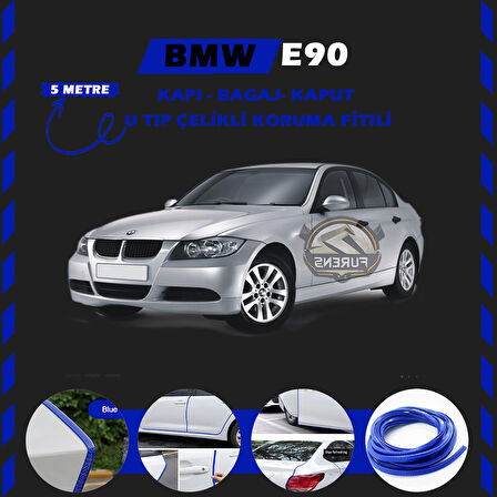 Bmw E90 Oto Araç Kapı Koruma Fitili 5metre Parlak Mavi Renk