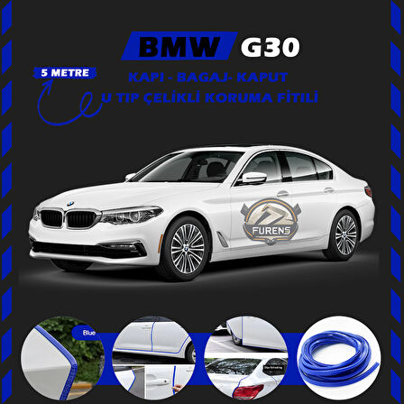 Bmw G30 Oto Araç Kapı Koruma Fitili 5metre Parlak Mavi Renk