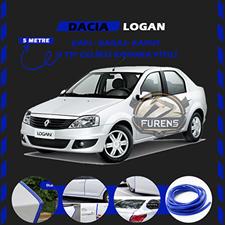 Dacia Logan Oto Araç Kapı Koruma Fitili 5metre Parlak Mavi Renk