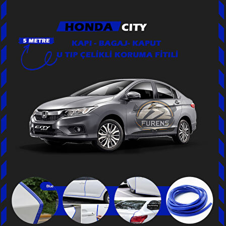Honda City Oto Araç Kapı Koruma Fitili 5metre Parlak Mavi Renk