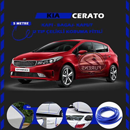 Kia Cerato Oto Araç Kapı Koruma Fitili 5metre Parlak Mavi Renk
