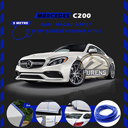 Mercedes C200 Oto Araç Kapı Koruma Fitili 5metre Parlak Mavi Renk