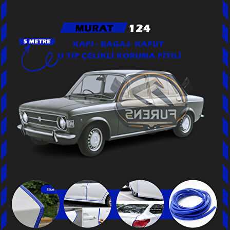 Murat 124 Oto Araç Kapı Koruma Fitili 5metre Parlak Mavi Renk