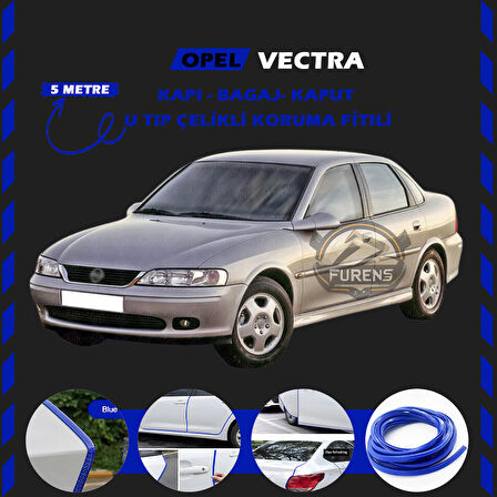Opel Vectra Oto Araç Kapı Koruma Fitili 5metre Parlak Mavi Renk