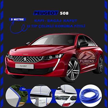 Peugeot 508 Oto Araç Kapı Koruma Fitili 5metre Parlak Mavi Renk
