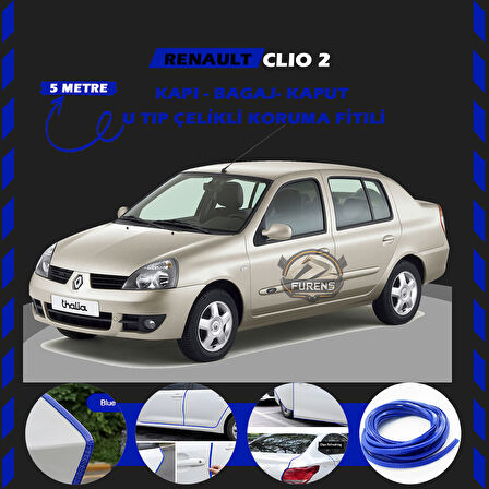 Renault Clio 2 Oto Araç Kapı Koruma Fitili 5metre Parlak Mavi Renk