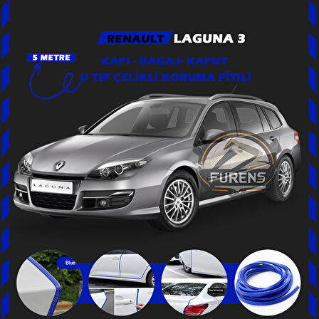Renault Laguna 3 Oto Araç Kapı Koruma Fitili 5metre Parlak Mavi Renk