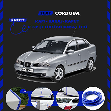 Seat Cordoba Oto Araç Kapı Koruma Fitili 5metre Parlak Mavi Renk
