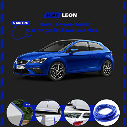 Seat Leon Oto Araç Kapı Koruma Fitili 5metre Parlak Mavi Renk