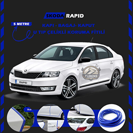 Skoda Rapid Oto Araç Kapı Koruma Fitili 5metre Parlak Mavi Renk