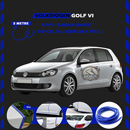Volksvogen Golf 6 Oto Araç Kapı Koruma Fitili 5metre Parlak Mavi Renk